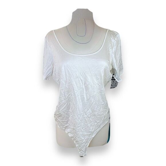 Diane von Furstenberg S/S JERSEY BODYSUIT | WHITE | size L | NWT - Picture 1 of 8